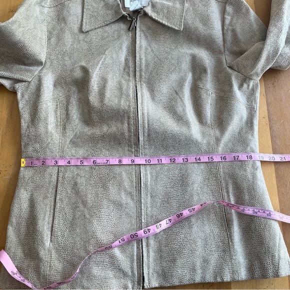 Vintage Tan Crocodile Pattern Leather Coat Jacqueline Ferrar Beige Animal Print - Picture 11 of 14